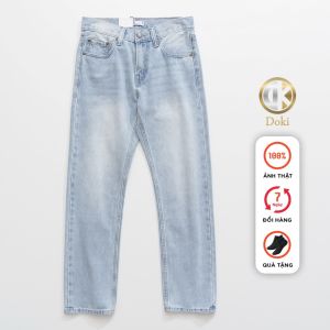 Quần Jean Ống Suông Nam Màu Xanh Dương Cao Cấp Quần Jean Nam Ống Rộng Vải Không Co Giãn Sang Trọng Lịch Sự - DOKI