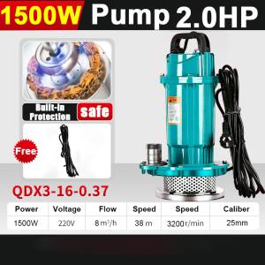 【30-Years Warranty】REAIM Submersible Water Pump Heavy Duty 2HP 2500W Household Stainless Steel High Lift Water Pure Copper Motor Self-Priming Cutting Sewage Water Booster Jet Pump Agricultural Pump Irrigation Pump For Flood Tank