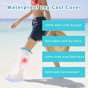 SUPERNIGHT Waterproof Leg Cast Cover for Shower and Bath Cast Protector for Shower Leg  for Leg Foot Ankle Wounds after Surgery Reusable Sleeve(Seal Ring Anti-Slip Design)