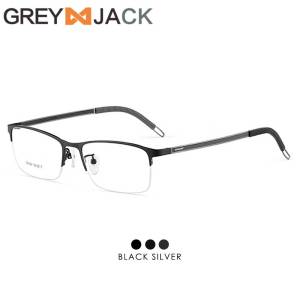 Grey Jack Frame Kacamata Model Kotak Half Rim Bahan Metal Fashion Bisnis Style Simple Pria Bisa Minus Antiradiasi Bluecromic New 34624