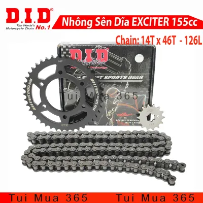 Bộ nhông sên dĩa DID xe Exciter 155cc sên phốt cao su hoặc sên đen 10ly