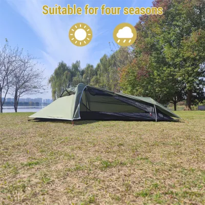 fangzi Backpacking Tent 1 Person Ultralight Aluminum Pole Stormproof Camping Tent Suitable for Four Seasons Single Person Tent Special Floor Cloth