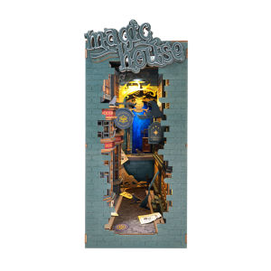 Kidztime x Robotime Miniature Bookshelf House Puzzle Kit - Family Collaboration DIY Craft Toy for All Ages