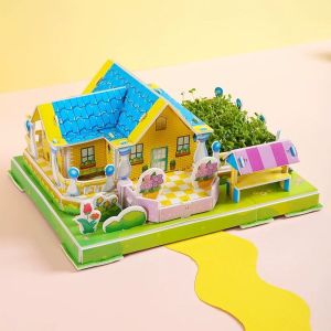 ฟาร์มจำลองบ้านสวน โมเดลจิ๊กซอว์  รุ่นบ้าน 3D ปลูกเมล็ดพืชได้จริง จิ๊กซอร์ปริศนาสามมิติปลูกเมล็ดพืช สร้างสรรค์จินตนาการของเด็ก