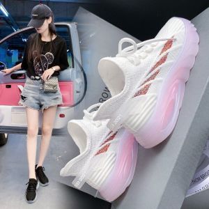 Korean style rubber shoes for women flying woven sports shoes jelly sole shock absorbing shoes for girls