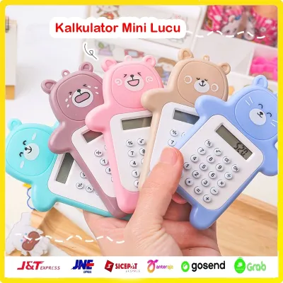 Gantungan Kalkulator Mini / Kalkulator Motif Beruang Mini / Kalkulator Mini 8 Digit Tombol Karet