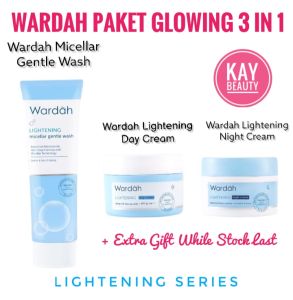 Wardah Paket Lightening Ukuran Besar 1 Set dapat 3pcs (1pc Lightening Day Cream 30gr + 1pc Lightening Night Cream 30 + Lightening Micellar Gentle Wash 100ml) Paket Glowing Besar 3 in 1 Lightening Series Best Seller atau pilih variasi lainnya*