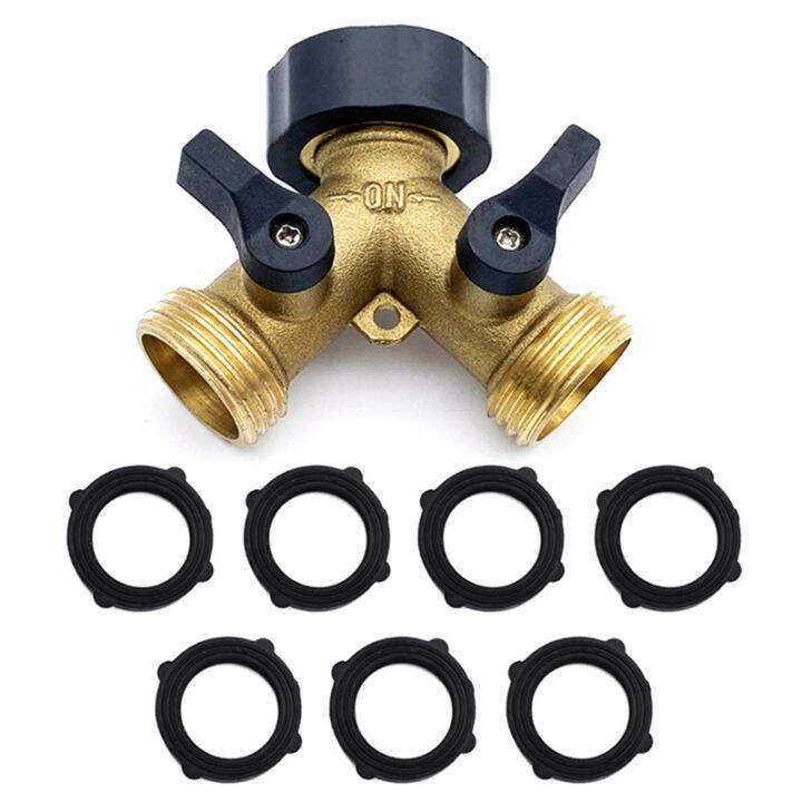 Garden Hose Splitter 2 Way Heavy Duty Brass Connector Tap Splitter Y ...