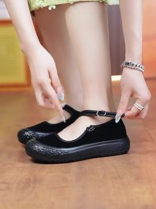 WomenS Thick-Soled Work Shoes Lightweight Soft-Soled Black Cloth Shoes For Work Hotel Etiquette Dance Shoes Mom Shoes