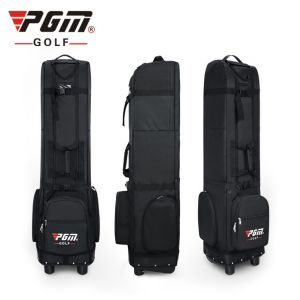 PGM durable foldable thickened black waterproof golf travel bag cover with wheels