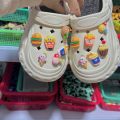 12 Cái/Bộ CROCS jibbitz quyến rũ giày trang trí 3D khoai tây chiên Hamburger Kem khóa giày trang trí cho CROCS. 