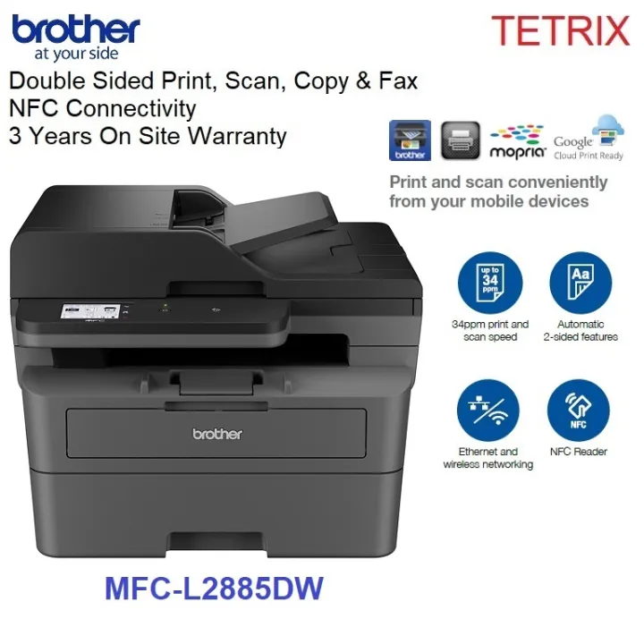 Brother MFC-L2885DW All in One Mono Laser Printer Wifi Duplex Scan Fax Copy Print MFCL2885DW similar MFC-L2770DW MFCL2770DW