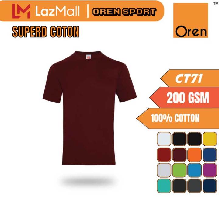 OREN SPORT CT71 200GSM Superb 100% Cotton Thick Premium T-Shirt Unisex ...