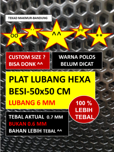 Plat Lubang - 50x50 - Hexa 6 mm - Plat Perforated - Plat Speaker - Ram Speaker - Grill Speaker