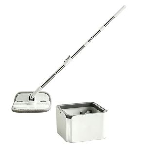 WARMSUN Hands-Free Rotary Mop and Bucket Set Sewage Separation Detachable Self-Wringing Mop Portable Dust Removal Automatic Dehydration Mop Household