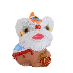 FEELING WELL รีซิน ของตกแต่งสิงโต น่ารัก แบบจีน รูปปั้นจิ๋ว น่ารัก งานฝีมือ ชาเพ็ท ตู้