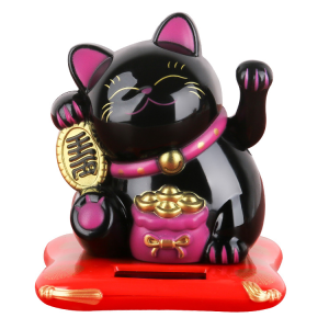 Moniko 2.5 inch Cute Shaking Hands Solar Lucky Fortune Cat Wealth Waving Figurines(READY STOCK & COD & LOW PRICE & HIGH QUALITY) 【No battery required permanent motion used in office car bedroom figure desktop decoration】