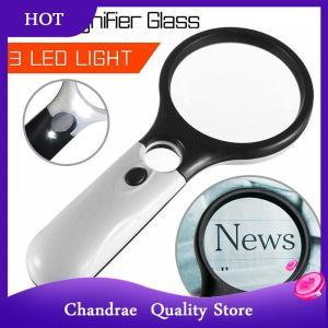 [Chandrae] 3LED Light 45X Handheld Magnifier Reading Magnifying Glass Lens Jewelry Loupe