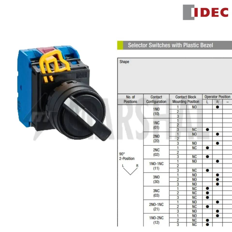 Interruttore Rotativo IDEC YW1S-2E10, Manopola a 2 Velocità Interruttore Rotativo IDEC YW1S-2E10, Manopola a 2 Velocità