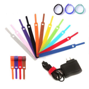 YESPERY 5pcs Releasable Cable Ties Colored Reusable Fastening Cable Tie Straps Hook and Loop Strips Desktop Wire Organizer