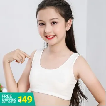 12-6pcs Girl's Plain White Baby Bra 8-12yrs