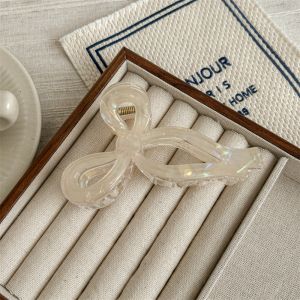 SEETE Acetic Acid Bow Hair Claw Colorful Korean Style Acetate Grab Clip Fairy Headwear Large Shark Clip Girls