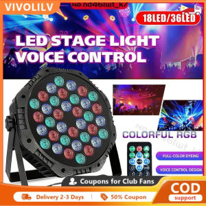 LVYIMAO [2-3 Days Delivery]18/36LED Channel Mini RGB Par Light Stage Lamp Support DMX512 Sound Activation For Room DJ Wedding Party Remote Control