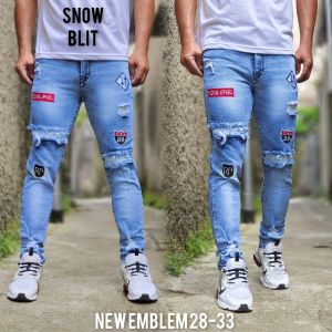 Celana Jeans Bordir Pria Clana Jens Panjang Denim Pakaian Cowok Dewasa Celana Panjang Laki Laki