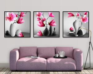 [HCM]Bộ 3 tranh hoa Mộc Lan 50x50cm khung Vip Composite