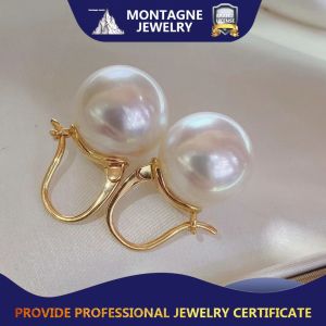 Montagne Jewelry Australian White Pearl Earrings 10-11mm 18k Pure Gold Earring Elegant Design Fine Jewellry Drop Earrings
