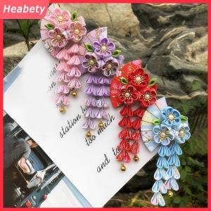 Heabety Nhật Bản Kimono vải hoa gấp Fan trẻ em Phụ kiện tóc Clip tua Mũ Nón mũ barrette