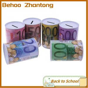 Behoo กระปุกออมสินรูปทรงกระบอกที่ปลอดภัยสำหรับใส่เหรียญกระปุกออมสินยูโรดอลลาร์