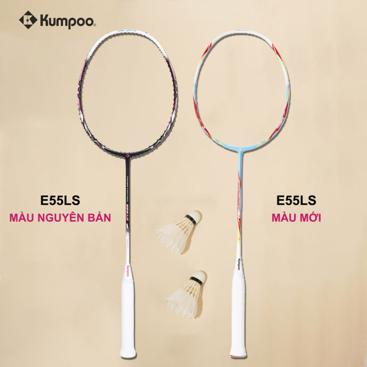 Vợt cầu lông Kumpoo chính hãng Power Control E55LS khung carbon cao cấp bền căng sẵn 10.5kg tặng kèm bao đựng, quấn cán