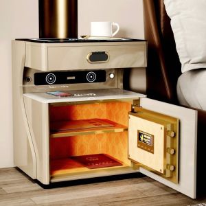 Tiger Smart Bedside Table Safe Storage Simple Home Wireless Charging Storage Cabinet Safe Lock Secured Durable Bedside Bedroom EZTrading