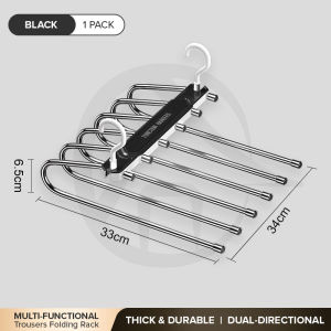 Stainless Steel 6 in 1 Layer Multilayer Adjustable Retractable Clothes Pants Hanger Anti Slip Maximize Space Saving