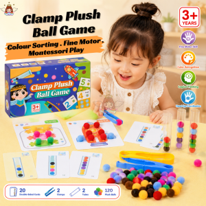 Clamp Plush Fluffy Ball Activity Set for Toddler Educational Sensory Toys for Kids Fine Motor Skills Montessori Toys
