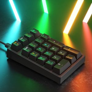 Mechanical USB Wired Numeric Keypad with RGB LED Backlit 21 Key Numpad Mechanical Numeric Keyboard for Laptop Desktop