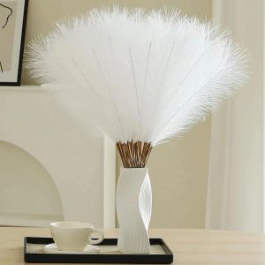 5pcs Artificial Fluffy Pampas Grass Indoor Fake Flowers Plant Decor for Boho Vase Fake Flower Reed Simulated Wedding Party Christmas Home Decor Artificial Flower