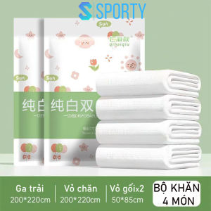 Bộ chăn ga vỏ gối du lịch dùng 1 lần SPORTY chất liệu vải không dệt mềm mại không mùi không màu bảo vệ làn da bạn
