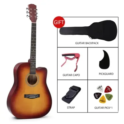 KAWES 41 inch Low action Acoustic Guitar with Truss Rod Folk Guitar Basewood Fingerboard Guitar Beginners Guitar