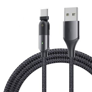 180 rotation 3A USB Type-c charging Cable compatible for Samsung S10 S20 xiaomi OPPO huawei phone Fast Charging Cable Data transmission Black 1.2m 2m