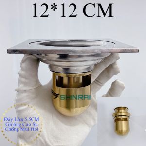 ( 12 * 12 Đáy Đồng Lớn 2 Lớp ) Phễu Thoát Sàn Thoát Nước Thu Sàn Nhà Tắm INOX Đúc 6mm Chống Mùi Hôi Tuyệt Đối