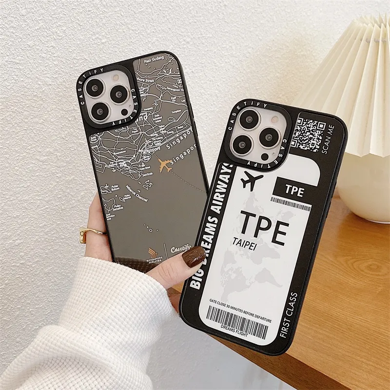 Casetify plane ticket TAIPEI and Singapor Label Flower Mirror Case