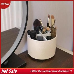 【COD】🔥🔥🔥 Nordic Style Yike Rotating Desktop Leather Storage Box Makeup Brush Storage Office Pen Holder Home Decoration