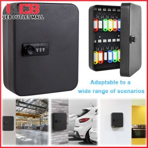 Wall Mount Key Cabinet with Combination Lock 20 Key Hooks Secure Storage Box for Home and Business Use