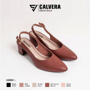 Calvera Sandal Heels Mules Wanita Tinggi Hak 5 Cm - Sepatu sandal Terbaru kekinian Formal Casual