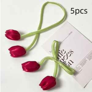 LUMIYA 5Pcs Set Lace-up Tulip Curtain Straps Cake Ornaments Gift Wrapping DIY Baking Decoration Sweet Curtains Tie Rope