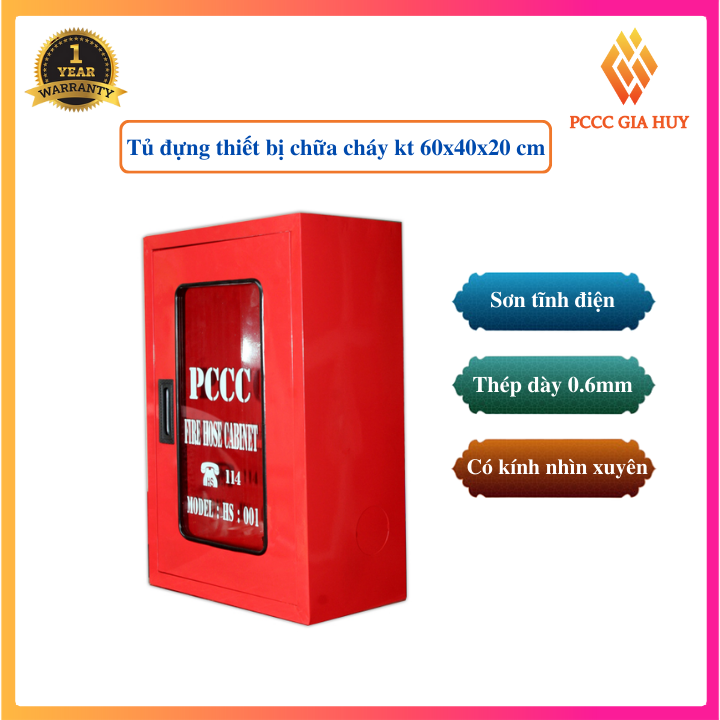Tủ chữa cháy vách tường, tủ đựng thiết bị phòng cháy chữa cháy kích thước 600x400x200 mm