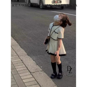 【READY STOCK】Korean Style Girls Little Fragrant Set College Style Pleated Dress 2pcs Set (C292)
