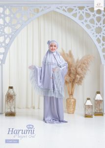 Mukena Anak Perempuan Harumi Set Tas Usia 5-13 Tahun TK SD Bahan Armani Silk Adem Motif Basic